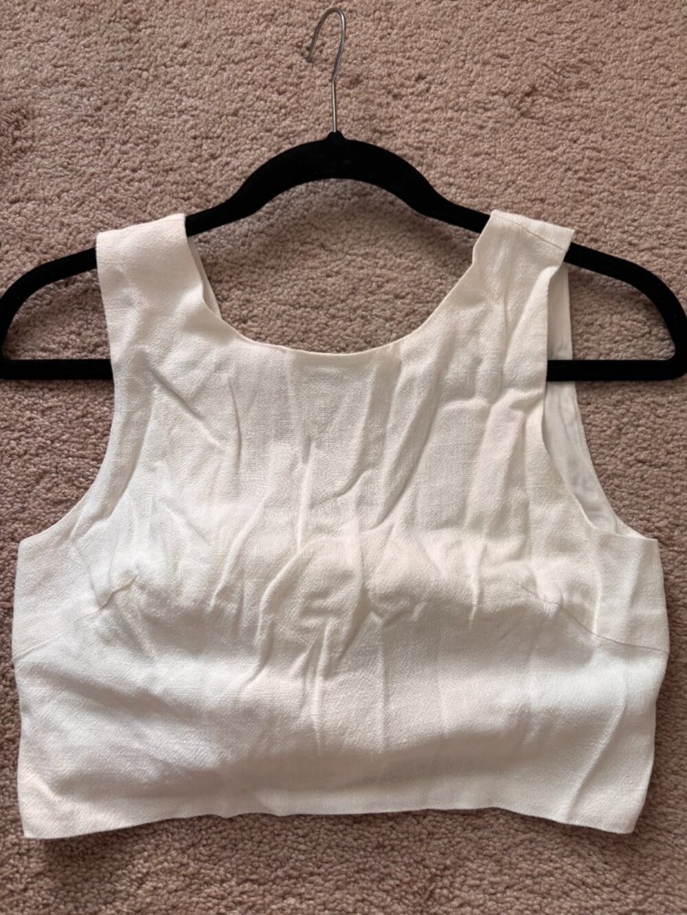 Pink Lily Cream Crop Top Open Back